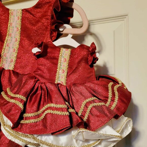 Dollcake RED Festive Gleam Dress size 3T, incl 18 in. doll dress & size 9 boots! - Picture 4 of 11